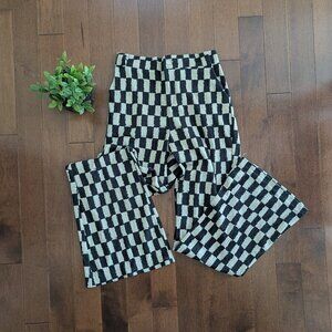 CHECKERED PRINT VINTAGE RIBBED SOFT TROUSER PANTS